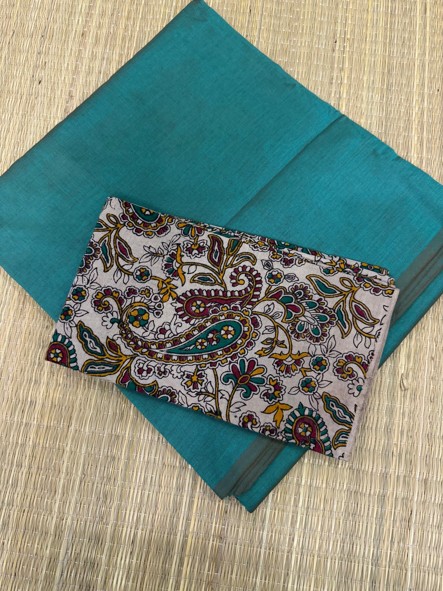 Plain soft cotton | KALAMKARI x two tone teal