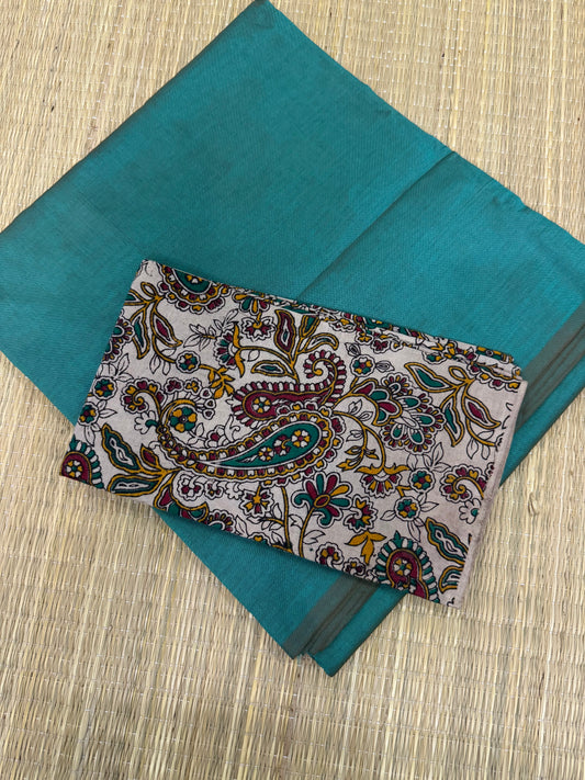 Plain soft cotton | KALAMKARI x two tone teal