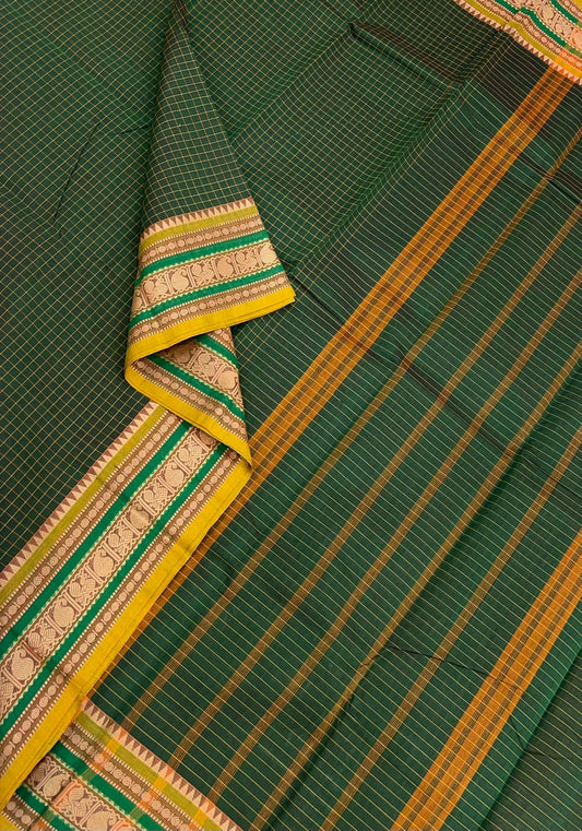 Kanchi cotton x chettinad style| dark green x manjal | Kattam