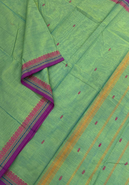 Kanchi cotton| teal x violet | tiny thread border