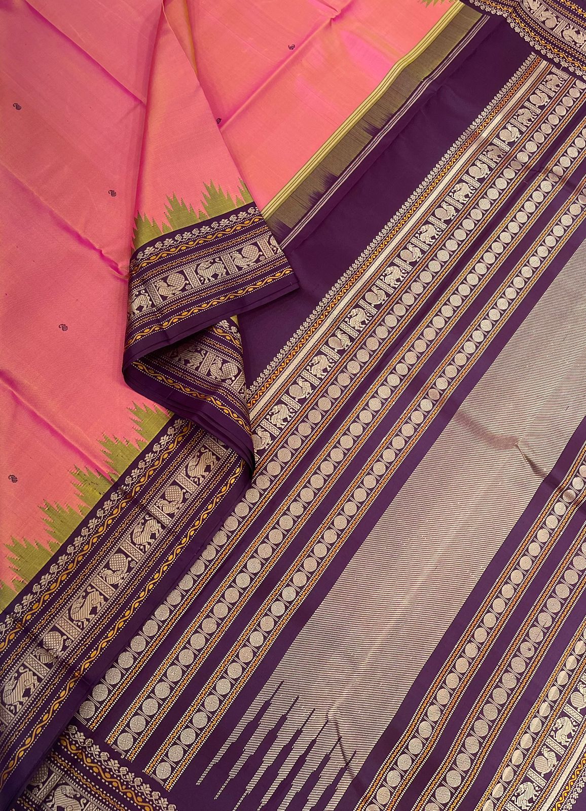 Pure Kanjivarams | pink violet X yhazli mayil | Handwoven luxury x 4 ply