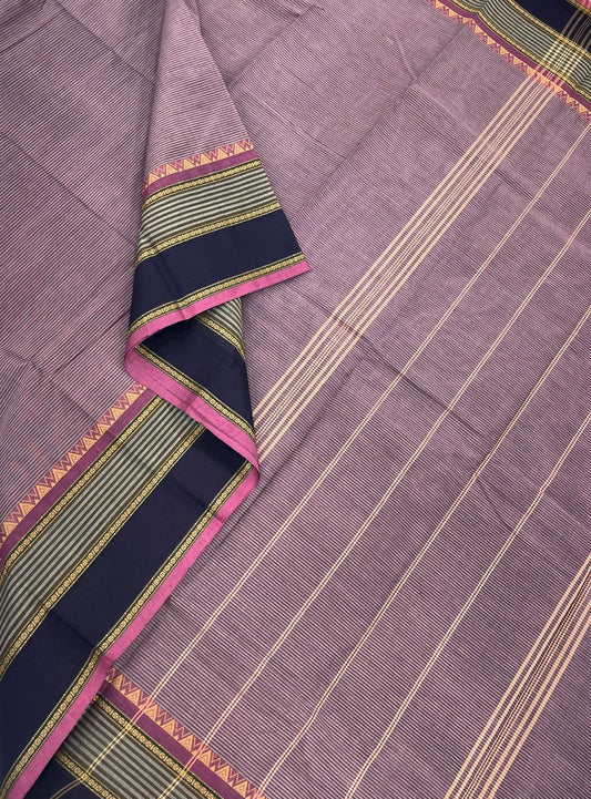 Kanchi cotton|pastel pink x navy blue | threads