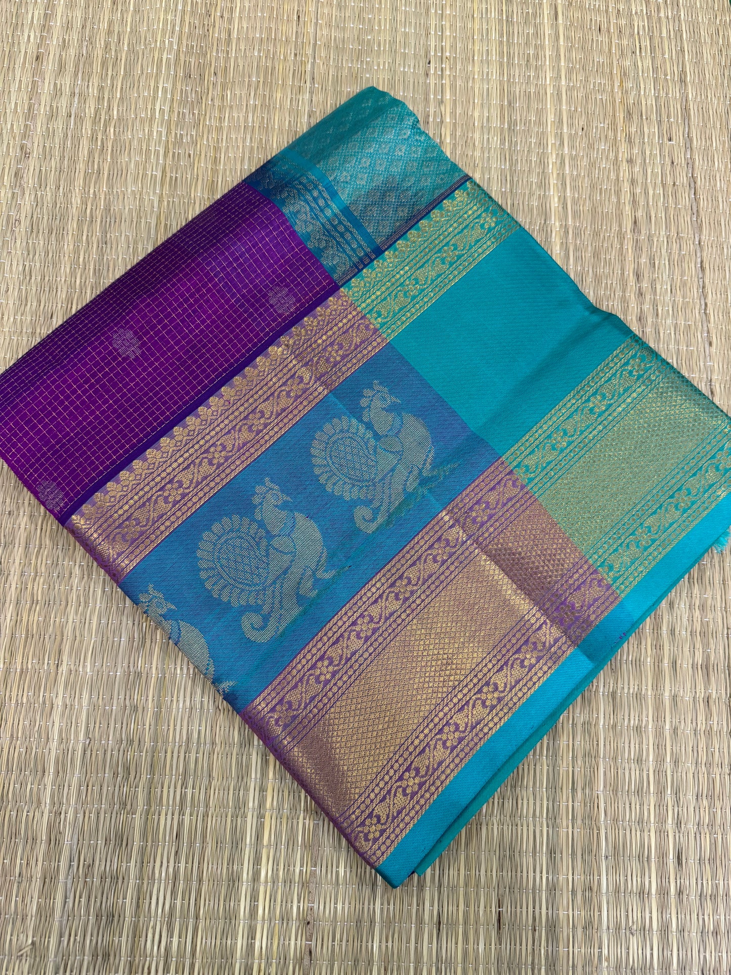 Silk Cotton Sarees  | muthukattam | violet X sky blue