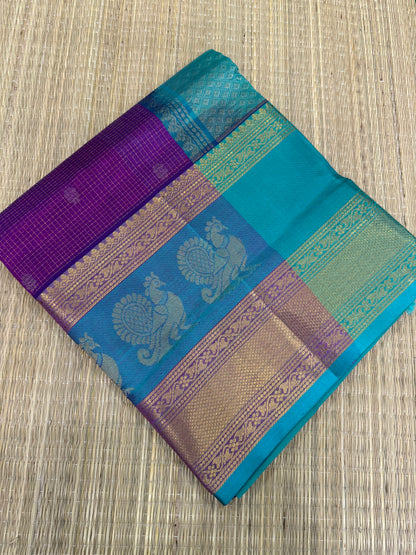 Silk Cotton Sarees  | muthukattam | violet X sky blue