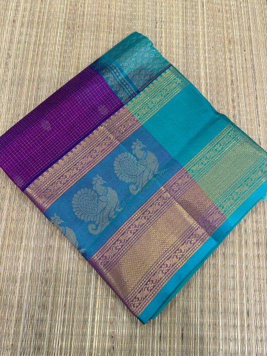 Silk Cotton Sarees  | muthukattam | violet X sky blue