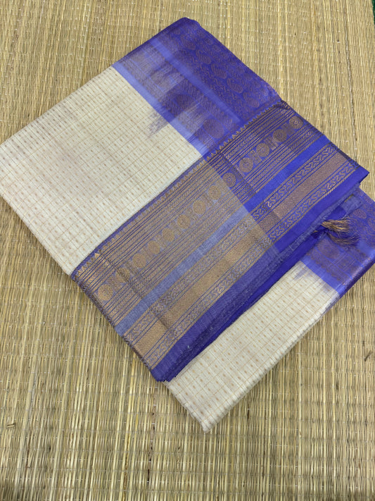 Cotton Silk Sarees |Pearl white X Lavendar