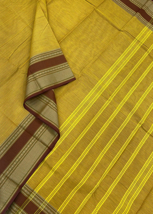 Kanchi cotton| yellow x brown | thread border