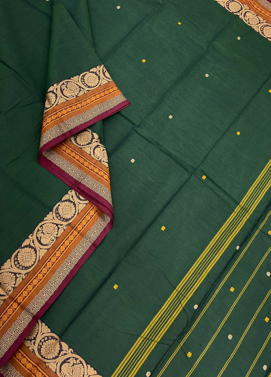 Kanchi soft cotton |green X marron | mayil X threads