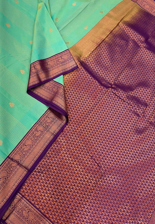 Vegan Silk Sarees Online| Teal X Violet