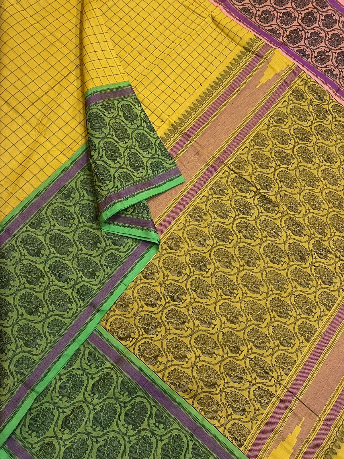 Kanchi soft cotton | thread ganga jamuna border | kattam X mayil