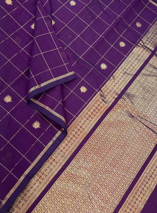 Handloom Rich cotton | violet X lotus |zari X masterpiece