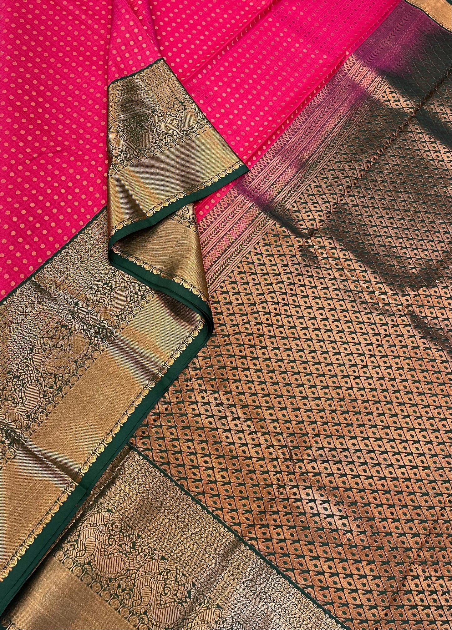 Vegan Silk Sarees Online | Rani x Bottle green