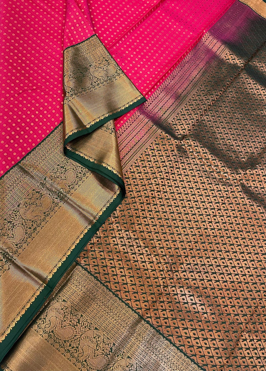 Vegan Silk Sarees Online | Rani x Bottle green