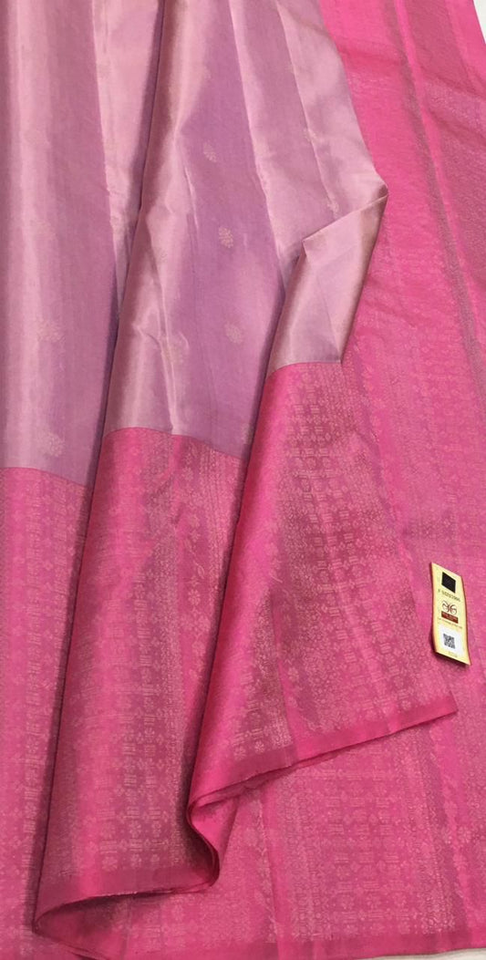 Soft Silk |Kamalam butta x Long jacquard border | Pastel pink