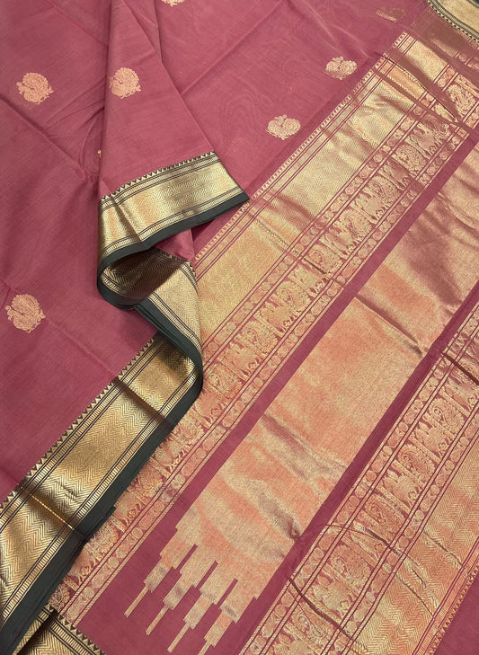 Handloom Rich cotton | Mayil x zari | pastel pink