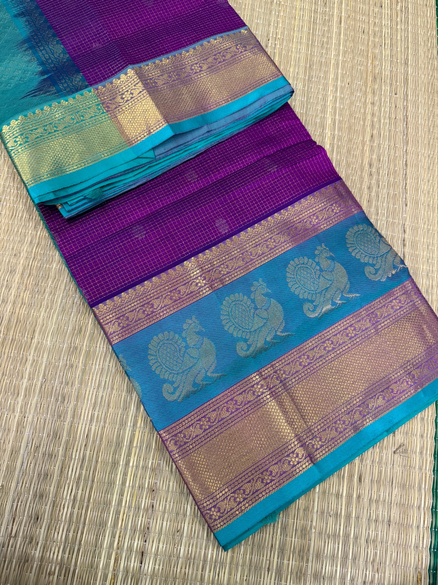 Silk Cotton Sarees  | muthukattam | violet X sky blue