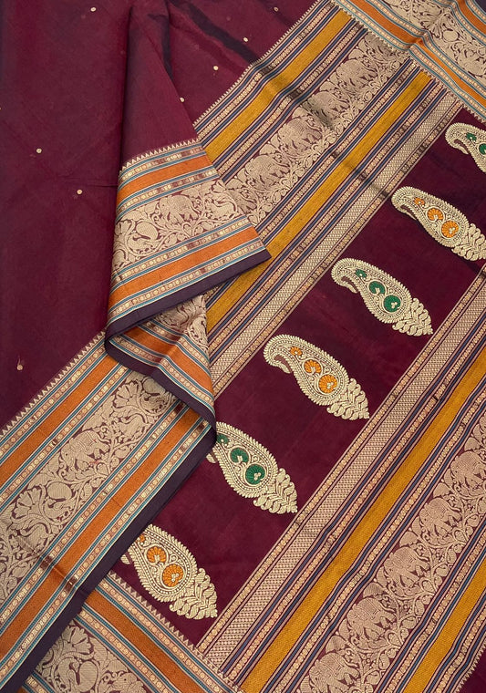 Kanchi Silk Cotton Sarees | Vanasingaram border X Manga butta | Aaraku