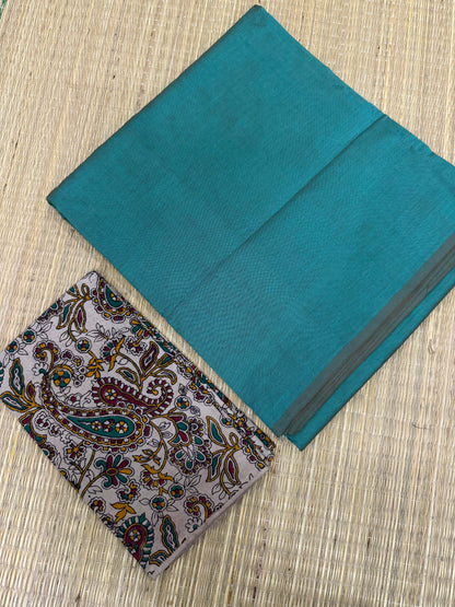 Plain soft cotton | KALAMKARI x two tone teal