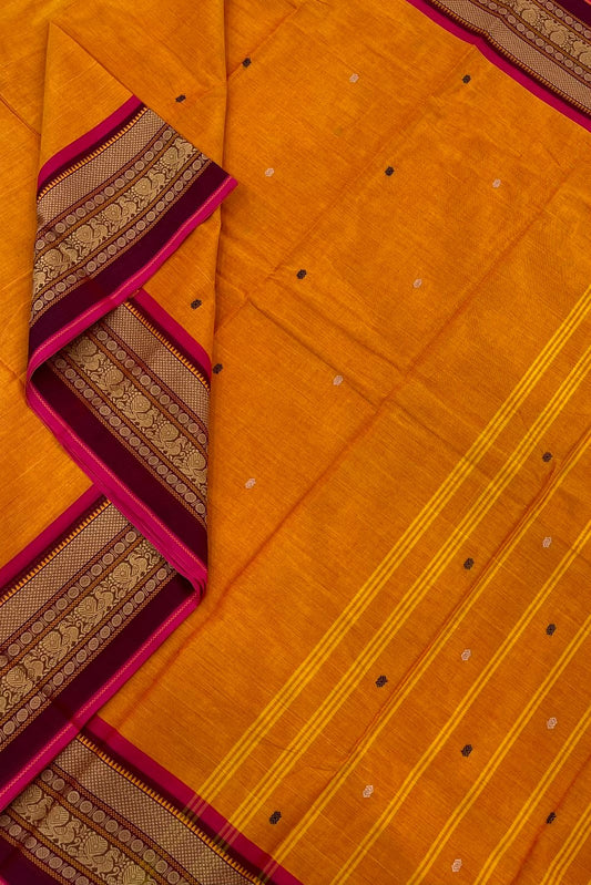 Kanchi cotton| orange x pink | thread border