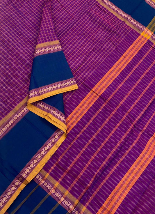 Kanchi soft cotton |Magenta pink X blue | threads X madras kattam