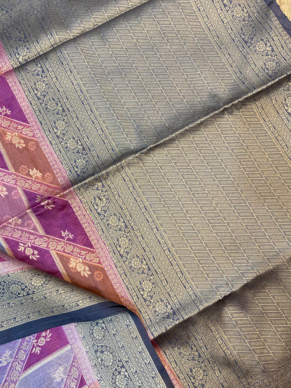 Banarasi | pink x Violet | jaal X antique Motif