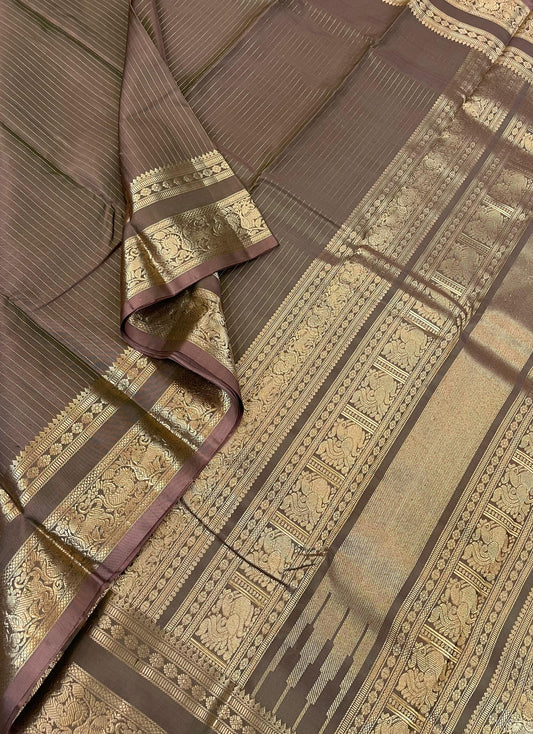 Pure Kanjivarams | Handwoven Luxury | Beige brown  X Vairaoosi