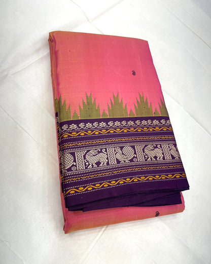 Pure Kanjivarams | pink violet X yhazli mayil | Handwoven luxury x 4 ply