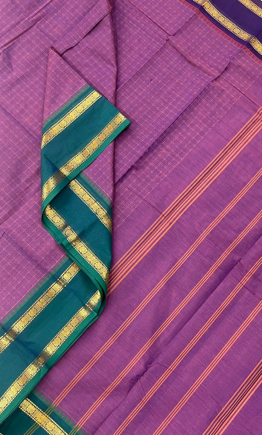 Kanchi soft cotton | violet x peacock green| plus butta