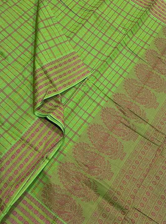 Kanchi soft cotton | fishpet border x tiny thread border | green X pink