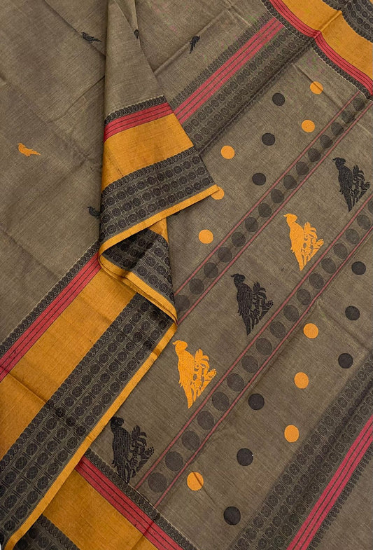 Pure Handloom Kanchi Cotton Saree | Kalakshetra killi | Threads