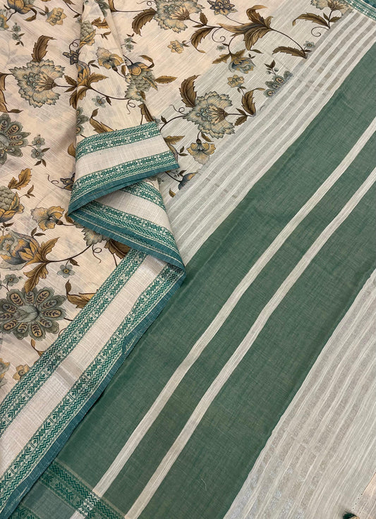 PONDURU Khadhi cotton | floral X Green X Beige