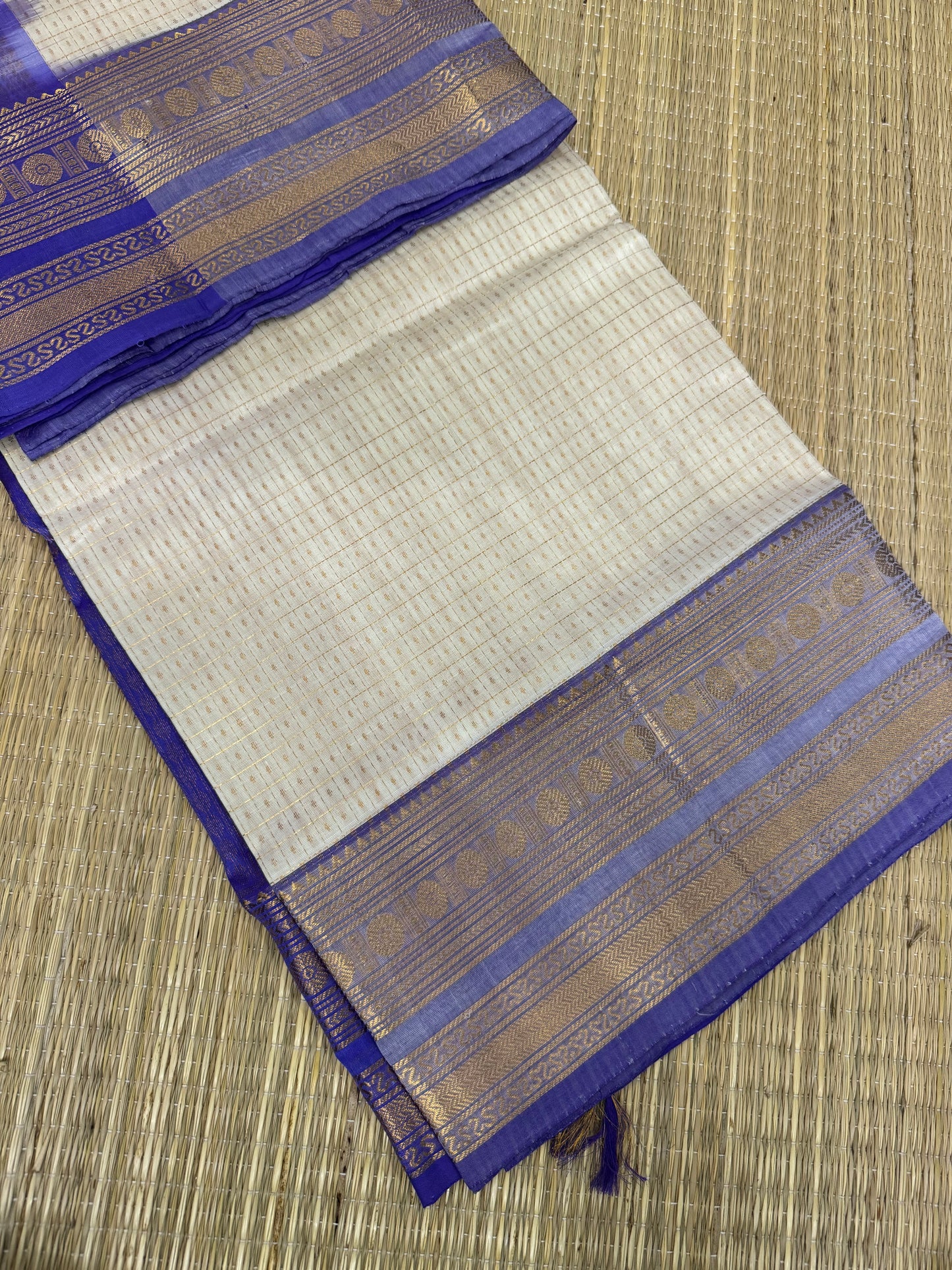 Cotton Silk Sarees |Pearl white X Lavendar