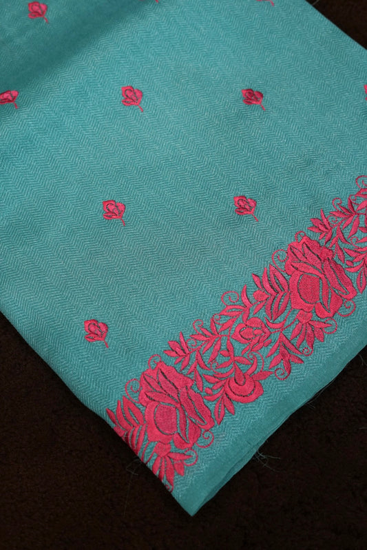 Kadhi Jute Cotton | SkyBlue X Pink