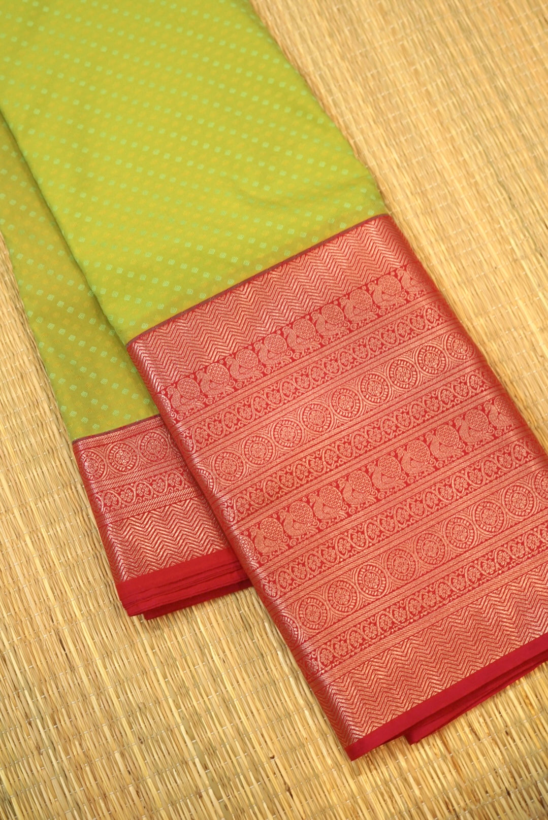 Vegan Silk Sarees Online | Parrot green X hot Pink