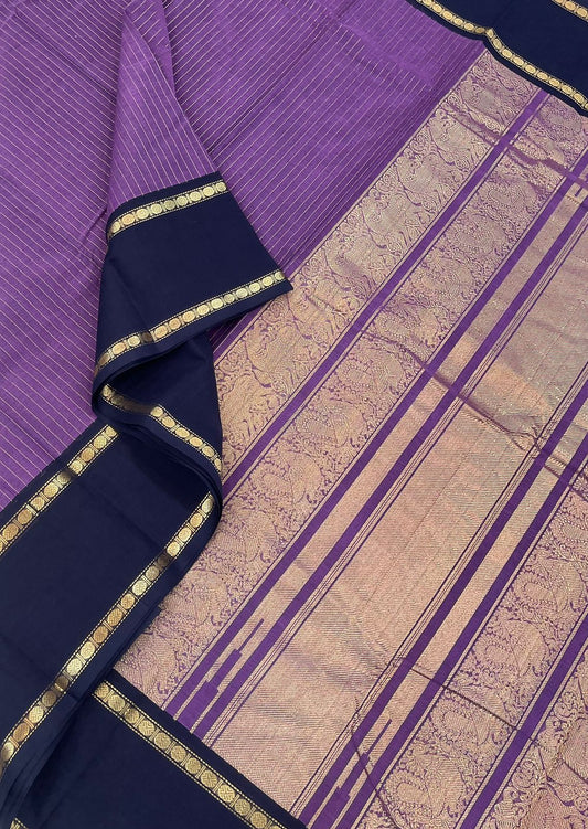 Handloom Rich cotton |Vairaoosi | Lavendar x navy blue