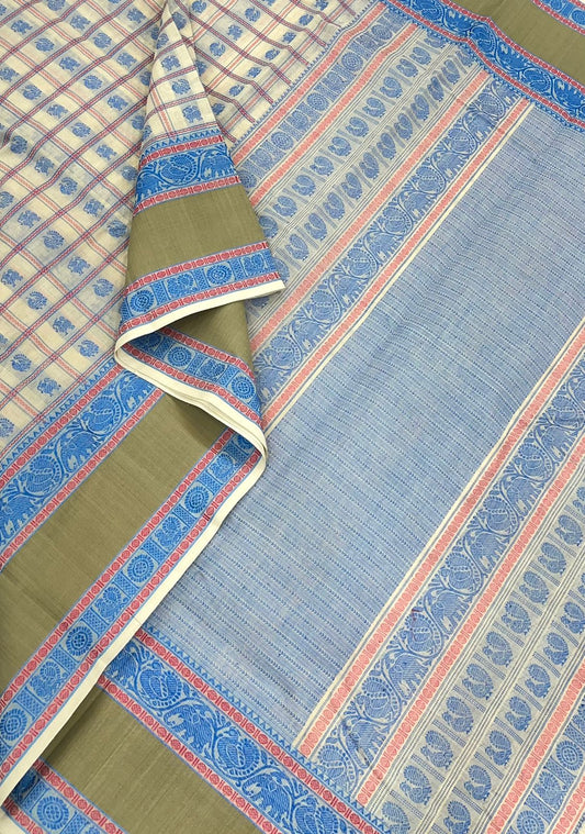 Heritage Handloom | 1000 butta | white x blue