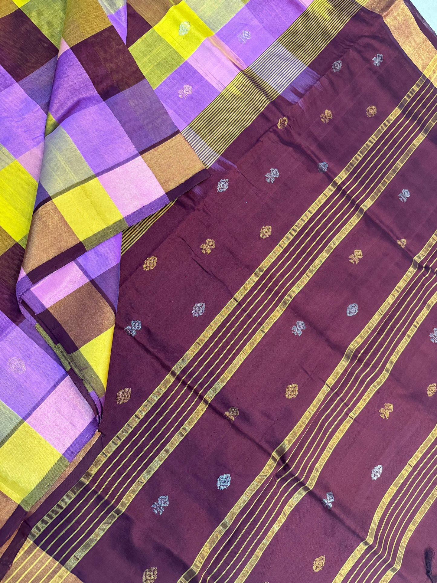 semi silk cotton | Palum pazhamum kattam X Lavendar yellow