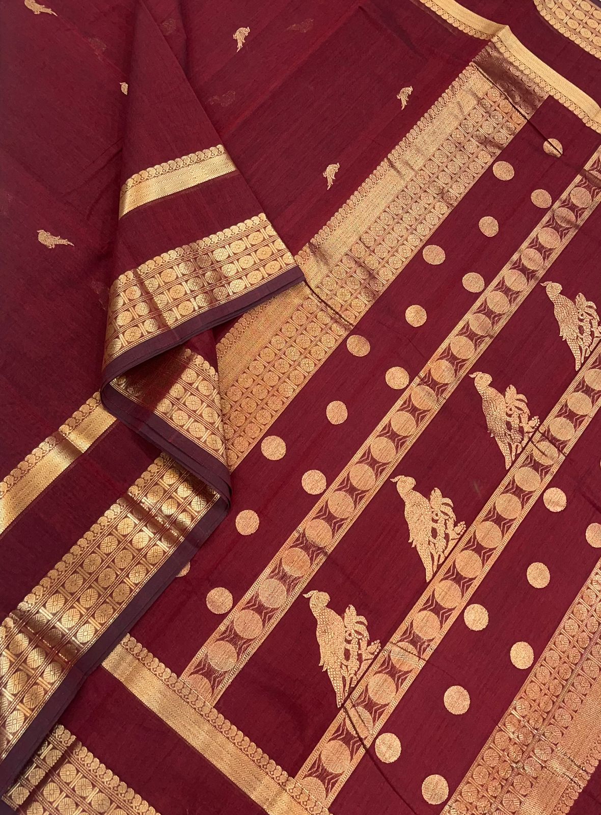 Handloom Rich cotton | kutralakuravanji killi | marron | Master weave