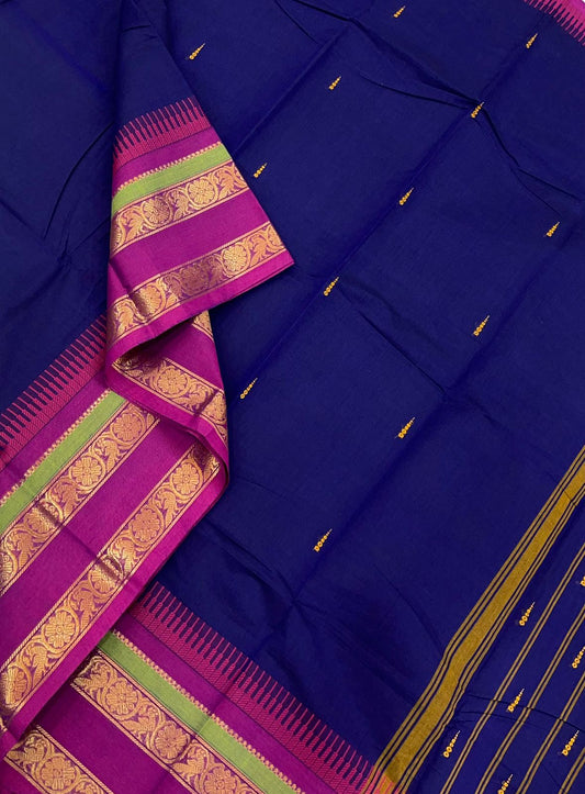 Kanchi cotton| blue X pink | Zari X rettaipet X seepurekku