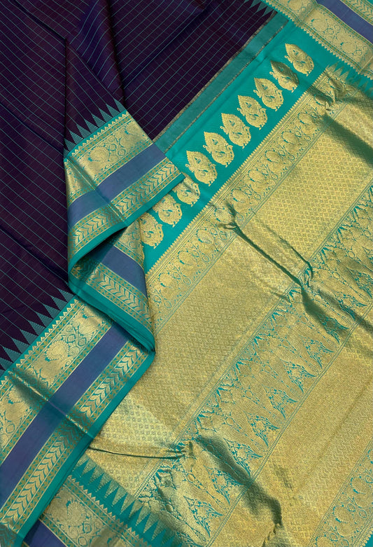 Pure Kanjivarams | Navy Blue X Teal