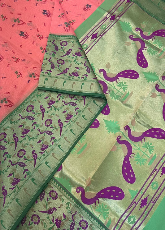 Mercerized semi silk cotton | PAITHANI X EMBROIDERY