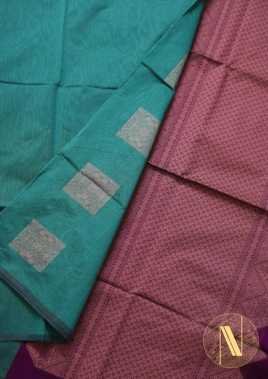 Semi Silk Cotton | Teal X Pink